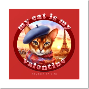 My French Valentine Cat Abyssinian Life 01A Posters and Art